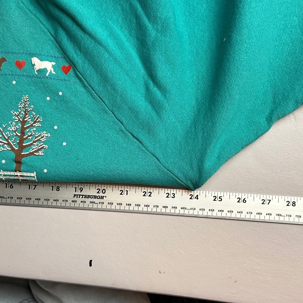 Vintage Fruit of the Loom Country Winter Mock Neck Sweatshirt‎ Teal XL Barn Farm - Picture 10 of 12